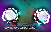 Cache de projecteur Turbine HEX 3.0 pouces avec anneau LED RGB à effet œil d'ange et lumière de poursuite, accessoires de décoration pour la modification de phares