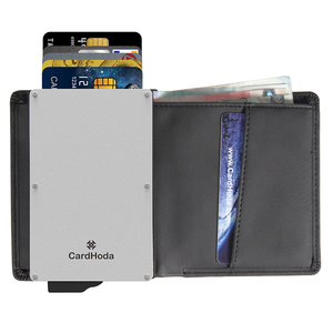 Custom Business Card Holder Anti-Theft Feature Aluminum <b>Wallet</b> Open Short Length RFID Blocking Nylon Lining Large Capacity <b>Metal</b> - Product Image 1