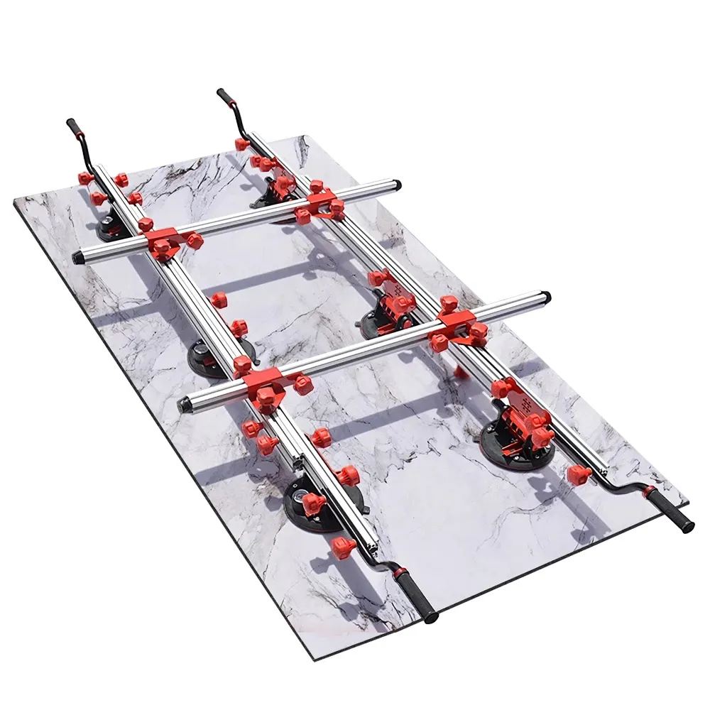 Large Format Tile Carry System with 8 inch Vacuum Suction Cups Cross Bar and Universal Wheel Ceramic Tile Handling Lifter Tools