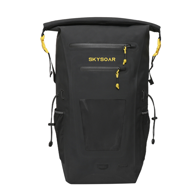 Unisex England Style Open Closure 100% Waterproof TPU Backpack for Fishing Diving Surfing-Black Custom Logo Outdoor Dry Bag