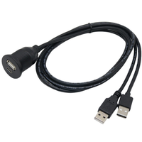 Câble USB 2.0 à double port vers Type C 3.1, coaxial, paire torsadée, gaine PVC, étanche, pour montage encastré sur tableau de bord de voiture