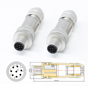 M12 nối nam nữ kim loại cắm shielded vít lĩnh vực lắp ráp IP67 không thấm nước một mã <span class=keywords><strong>8</strong></span> <span class=keywords><strong>pin</strong></span> Thông tư nối - Product Image 5