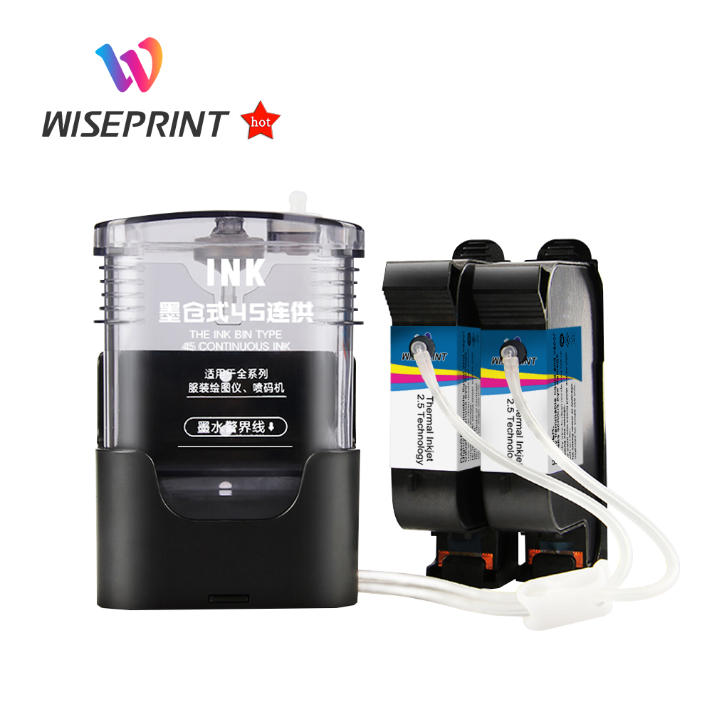 WisePrint Máy In Phun Cầm Tay Thiết Lập Hệ Thống Cung Cấp Mực Liên Tục CISS Ink Cartridge Cho HP 45 20 Refill Ink Cartridge 51645a Plotter