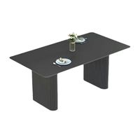 Table à manger en dalle de roche noire, style minimaliste italien, luxe léger, table à manger rectangulaire pour petit appartement