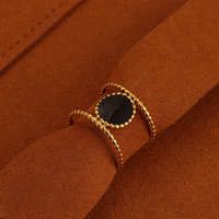 Nickel Free Rich Wide Dainty Lines Ring Edelstahl Modeschmuck PVD Vergoldeter Ring Hartem ail Kuppeln Ring Frauen