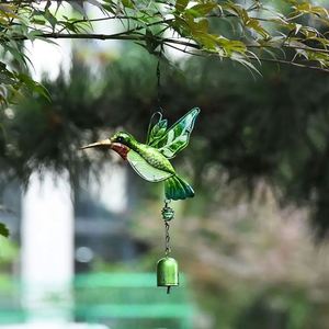 Wind Chime Hummingbirds Dragonflies Metal Glass Painted <b>Crafts</b> Hanging Pendants Home Garden Outdoor Courtyard Decor - Product Image 5