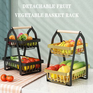Haute qualité maison cuisine stockage métal aliments collations étagère deux couches fruits support légumes panier de rangement - Product Image 3