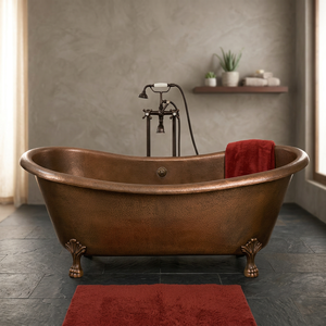 Baignoire ovale autoportante de luxe en métal de style antique avec pieds à griffes et robinet mural pour adultes INDIAN HOME CRAFTS - Product Image 1