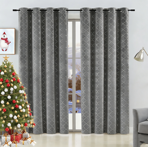 <span class=keywords><strong>Cortinas</strong></span> <span class=keywords><strong>y</strong></span> Drapeados Blackout de Terciopelo Verde con Estampado de Lámina Plateada al Por Mayor Económicas para Ventanas de Habitaciones DaiRui - Product Image 3