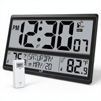 Reloj de Pared Atómico de Diseño Clásico LFF, Números de 45 Pulgadas, Pantalla Grande de 15 Pulgadas, No Necesita Ajustes, Temperatura Interior/Exterior, Inalámbrico