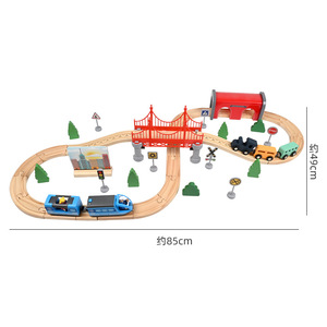 Juego de vías de tren de madera, juguete de ferrocarril eléctrico para niños, juego educativo de ensamblaje con señales y figuras de 4 a 6 años - Product Image 3