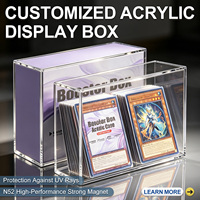 Boîte de présentation TCG personnalisée en acrylique transparent avec protection UV, étui de rangement magnétique N52, support de cartes poli pour comptoir
