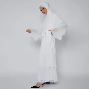 XY003 spot foreign trade Saudi Arabia Dubai clean color elegant oversized loose chiffon women's long robe cardigan Caftan
