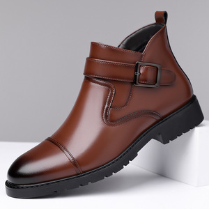 Botas Chelsea para Hombre, Punta Puntiaguda, Tacón Plano, Cuero Genuino, Suela de Goma, Hebilla, Antideslizantes, Formales de Negocios, Otoño Invierno - Product Image 1