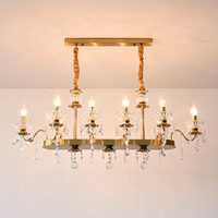 Lustre vintage en cristal style bougie pour salon, salle à manger, îlot de cuisine, villa