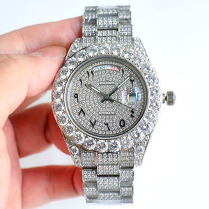 Montre en acier inoxydable avec diamants en moissanite de luxe en gros, 40 mm, or brillant, hip hop, automatique, mécanique, mouvement ETA, 100 bars - Product Image 3