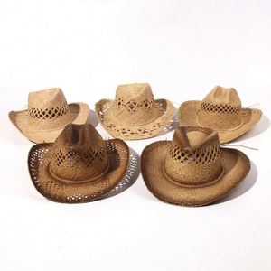 Spring Summer New Western Cowboy <b>Straw</b> <b>Hat</b> Cross Border Knight Sunshade Retro Style Unisex Travel Fishing Sports - Product Image 2
