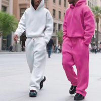 Tasarımcı özel fransız Terry eşofman Unisex setleri pamuk Baggy yığılmış Sweatpants ve Hoodie Set boş boy eşofman