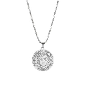 Collier avec pendentif visage de Méduse en acier inoxydable, or et argent, bijoux unisexes, cadeau - Product Image 5