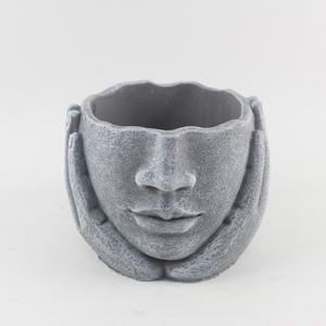 Pot de fleurs moderne en ciment, design visage de fille, pour intérieur et extérieur, statue décorative pour la maison - Product Image 6
