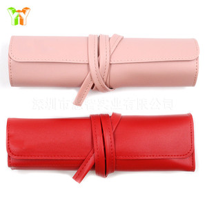 Bolsa de maquillaje personalizada de cuero PU, bolsa de herramientas profesional para maquilladores, bolsa de maquillaje portátil plegable de 5 piezas. - Product Image 5
