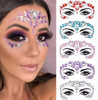 Autocollants de tatouage 3D en strass pour festival paillettes maquillage bijoux autocollant sur cristaux de visage bijoux gemmes diamants décoration