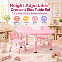 Ensemble table et chaise en forme de croissant pour enfants, réglable en hauteur, mobilier d'apprentissage préscolaire pour garderie et maternelle