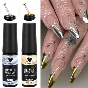 <span class=keywords><strong>Vernis</strong></span> à ongles gel liner 5 ml, stylo en soie filaire avec <span class=keywords><strong>pinceau</strong></span>, or argent, peinture <span class=keywords><strong>semi</strong></span>-permanente, outils de graffiti, dessin, <span class=keywords><strong>vernis</strong></span> à ongles - Product Image 2