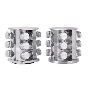 Set di scaffali per barattoli di spezie ruotati bottiglia di vetro ampolla sale pepe organizzatore di stoccaggio contenitore per condimenti in acciaio inossidabile all'ingrosso - Product Image 5