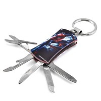 Couteau multi-outils portable en acier inoxydable pour le camping en plein air, la survie, les travaux utilitaires, ciseaux pliants, règle, porte-clés