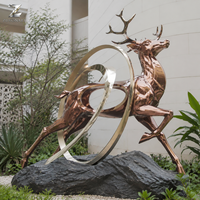 Escultura de Ciervo de Acero Inoxidable Pulido, Estatua de Metal Grande para Exteriores, Decoración Artística para Jardín, Villa, Hotel, Parque