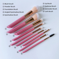 Ensemble complet de 9 pinceaux de maquillage pour le visage, en fibres synthétiques, manche en bois, pour fond de teint, poudre libre, cosmétiques professionnels