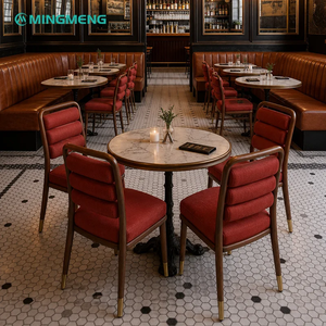Vintage <b>Bistro</b> Restaurant Furniture Round Marble <b>Table</b> Solid Wood Upholstered Dining Chair For Bar Cafe <b>Bistro</b> - Product Image 5