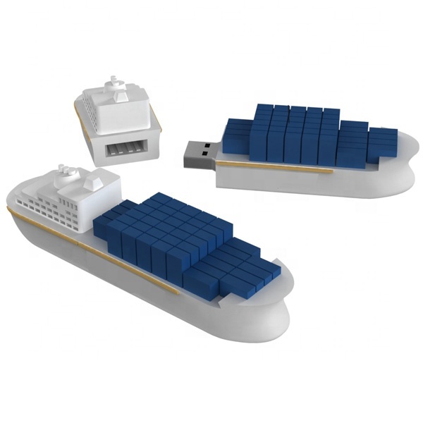 Customized PVC Flash Pen Drive 8gb 16gb Bespoke Boat Ship Shape 3D USB Stick