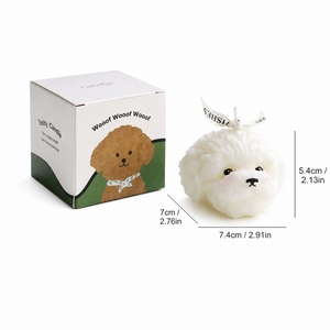 Vela Aromática Elegante con Forma de Perro de Peluche, Textura Suave y Rizada, Velas con Detalles de Animales para Tiendas de Alta Gama - Product Image 5