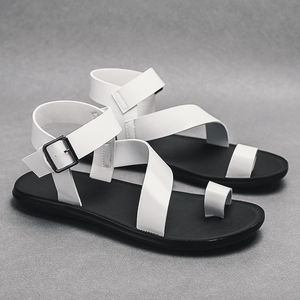 Summer Genuine Leather Breathable Mens Flat Sandals 2025 New Stylish Designer <b>Shoe</b> Outdoor <b>Beach</b> men Women walking Style <b>shoe</b> - Product Image 1