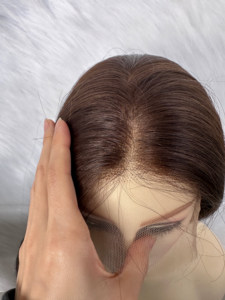 100% capelli umani capelli grezzi vergini Super doppia parrucca gioiello marrone evidenzia radici scure parrucche Kosher europei non trasformati - Product Image 5