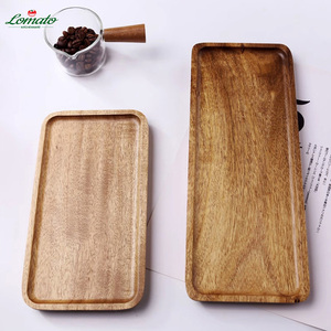 Plateau de service en bois massif d'acacia personnalisé pour la vaisselle, le thé et les fruits de ménage pour le plateau de roulement - Product Image 2