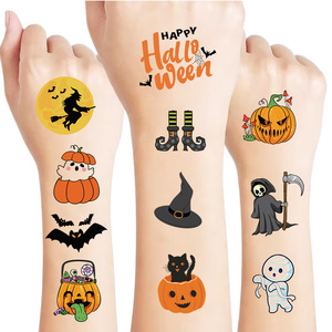 Nouveaux Tatouages Temporaires d'Halloween 2026 pour Enfants – Autocollants Colorés Écologiques et Imperméables (8 Feuilles) pour Fêtes et Art Corporel - Product Image 1