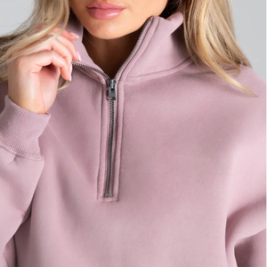 Felpe <span class=keywords><strong>con</strong></span> Cappuccio Oversize <span class=keywords><strong>in</strong></span> Cotone e Poliestere di Alta Qualità <span class=keywords><strong>con</strong></span> <span class=keywords><strong>Zip</strong></span> 1/4 per Donna, Felpe Personalizzate all'Ingrosso - Product Image 3