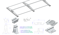 Support de montage de panneaux solaires lestés en aluminium pour toit plat, orientation est-ouest, système solaire 15KW, structure de montage de toit I Art Sign