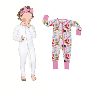 热销高品质个性简约精品竹纤维可转换婴儿连体睡衣儿童睡衣带双方向拉链 - Product Image 3