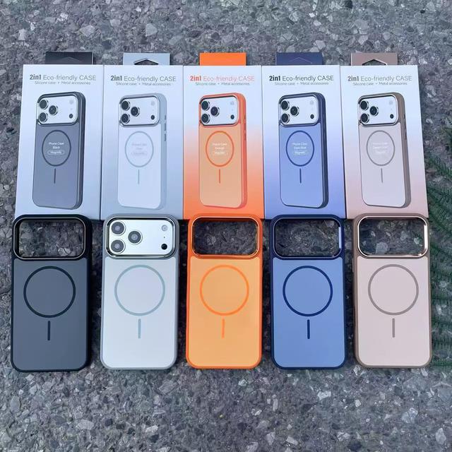 Original Double Color Phone Case for iPhone 18 17 Air 16 15 14 13 12 11 Pro Max Matte Magnetic Wireless Charge Protective Cover