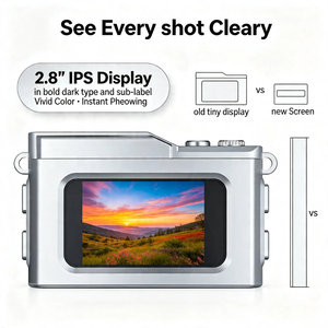 Cámara Digital Compacta Retro de 64MP, 2.5K, 1440P, 11 Filtros, Selfie, TF 128GB, Ligera, de Bolsillo, para Niños - Product Image 4