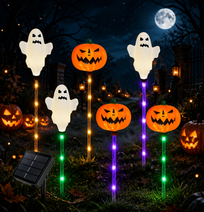 New Arrival Halloween <b>Pumpkin</b> Skeleton Ghost Lamp Solar-Powered IP44 Ground Stake Light Outdoor Courtyard Garden - Product Image 2