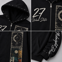 Sweats à capuche tendance sans doublure en gros, 380 g/m², coupe ample streetwear, longueur longue, impression graphique personnalisée, sweat à capuche zippé pour homme
