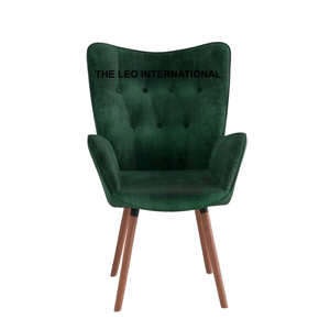 Modern Emerald Green Velvet Accent Chair with Solid Wood Legs Button Tufted Dining Chair Mid-Century Lounge <b>Seating</b> - Product Image 1