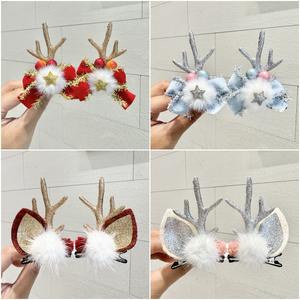 Adorable Glitter Reindeer Hair Barrettes Festive Antler Clips with Red/Blue/Gold Styles Cute Hair Accessories for <b>Women</b> Gifts - Product Image 2