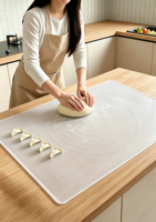 Tapis de cuisson en silicone antidérapant avec mesures et tableau de conversion, tapis de pétrissage en silicone liquide transparent, pour pétrir la pâte