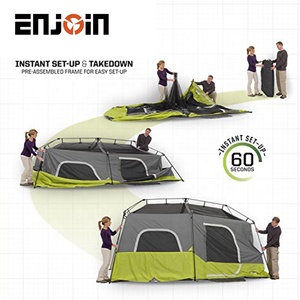 Tentes de camping ENJOIN Outdoor pour 5 à 12 personnes, deux chambres et un salon, imperméables, quatre saisons, ouverture automatique rapide, camouflage - Product Image 3